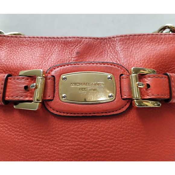 Michael Kors Hamilton Red Leather Zipper Closure Crossbody Bag - Picture 4 of 16